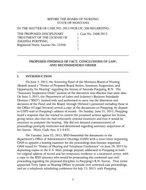 Fillable Online Dli Mt Proposed Findings Of Fact Conclusions Of Law