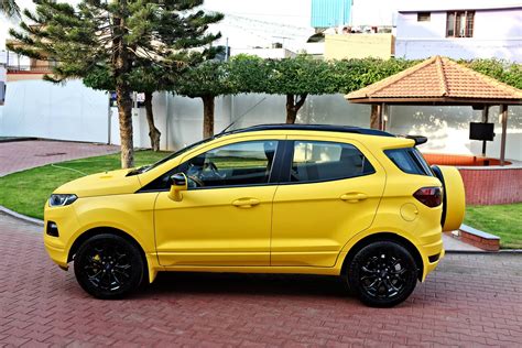 Custom Ford EcoSport with Triple Yellow Matte Paint Job side