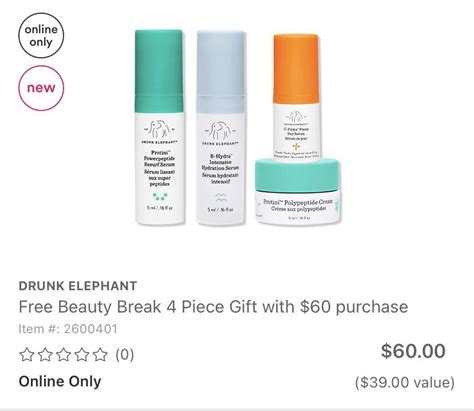 Ulta: Beauty Break - 4 piece Drunk elephant gift with $60 purchase ...