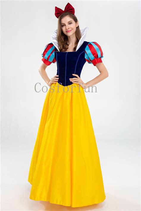 Deluxe Womens Disney Snow White Costume Cosplay Princess Dress