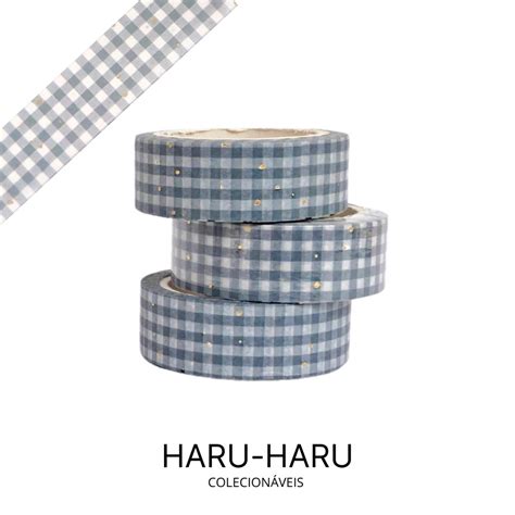 Haru Haru 1 Washi Tape Grid Foil Dourado Fita Adesiva Shopee Brasil