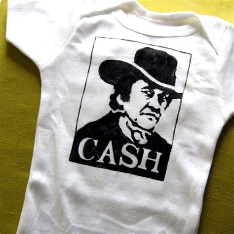 Hand Painted Johnny Cash In Cowboy Hat Baby Bodysuit Or Shirt