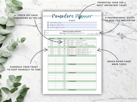 Pomodoro Planner Printable Pomodoro Technique Tracker | Etsy