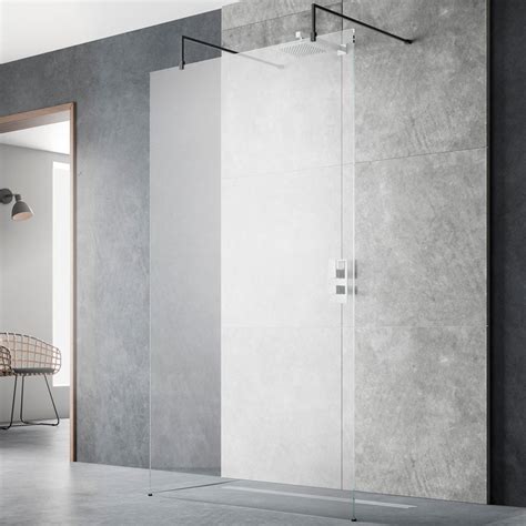 Hudson Reed Black Wetroom Shower Screen And Support Arms 700mm Bgpaf070