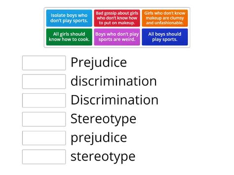 Match The Concepts Stereotype And Discrimination And Prejudice