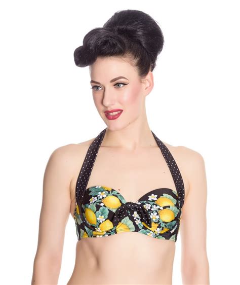 Maillot De Bain Hell Bunny Lemonade Bikini Top Vente Rock Priv E