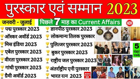 2023 क सभ परसकर सममन Puraskar 2023 Current Affairs Awards