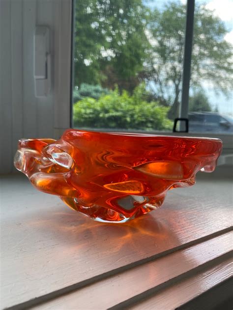 Vintage Orange Shell Chalet Glass Bowl Or Ashtray Etsy