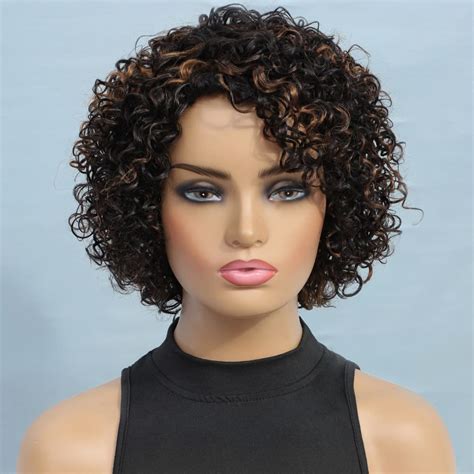 Annivia Short Curly Wig For Black Women With Bangs Big Bouncy Fluffy Kinky Curly Wig Heat Resist