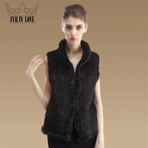 2017 New Natural Knitted Mink Fur Vest Women Fashion Real Mink Fur