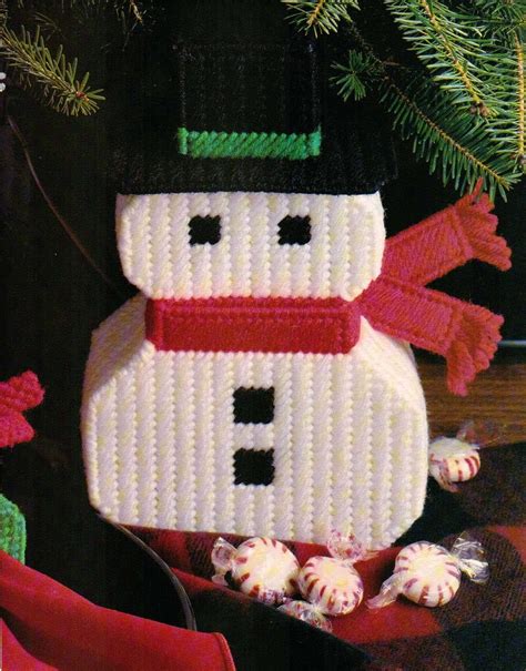 Fun And Frosty Snowmen Christmas Plastic Canvas Pattern Only From A Book Plastic Canvas