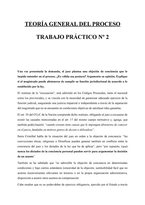 Tp 2 Teoría General Del Proceso 1 1 TeorÍa General Del Proceso