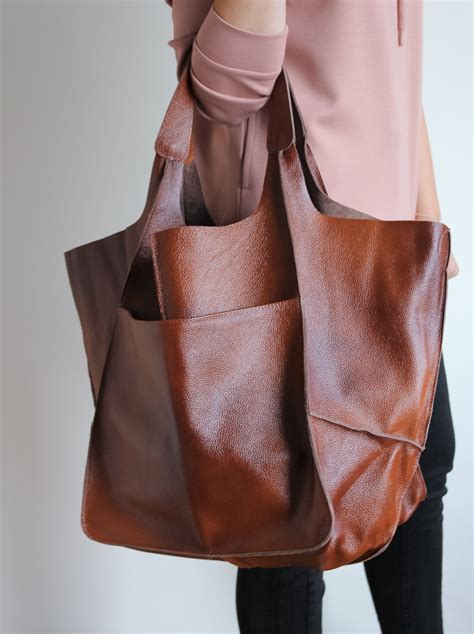 GROßE LEDERTASCHE Cognac Braune Handtasche Damen Etsy de