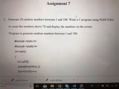 Solved Assignment 7 1 Generate 20 Random Numbers Between 1