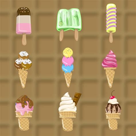 Premium Vector Ice Cream With Different Types And Flavours With Little Toppings