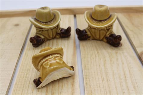 Cowboy Hat And Boots Salt And Pepper Shaker Set With Toothpick Etsy