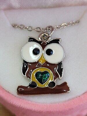 Owl Pendant Necklace In Pink Owl Velour Trinket Box Silvertone Enamel