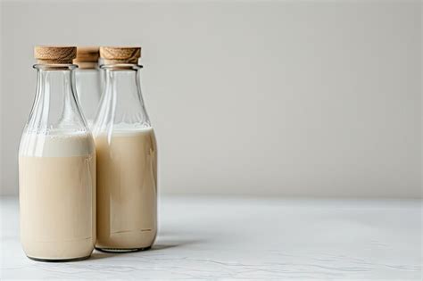 Premium Photo Plant Based Milk In Glass Bottles Vegan Non Dairy