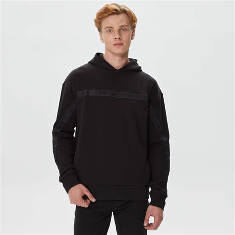 Calvin Klein Logo Tape Interlock Siyah Erkek Sweatshirt ERKEK