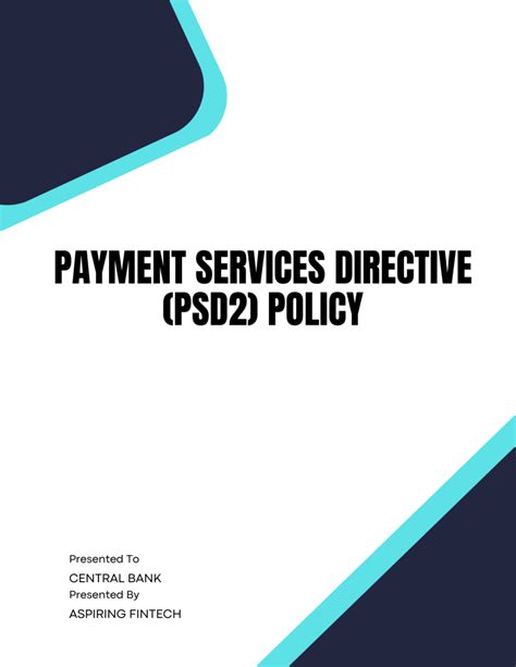 Payment Services Directive PSD2 Policy Template Banking And Fintech