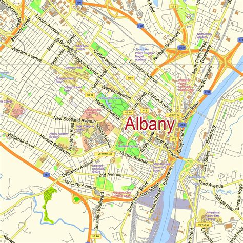 Albany New York US Printable Vector Map Https Vectormap Net Map