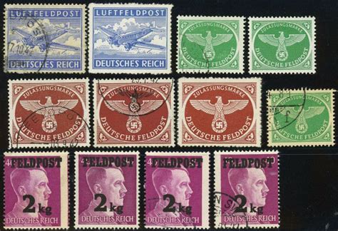 Germany Military Airmail Parcel Postage Stamps Feldpost Deutsches Reich