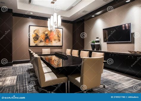 Upscale Corporate Meeting Rooms with Stylish Decor and Custom Furniture ...