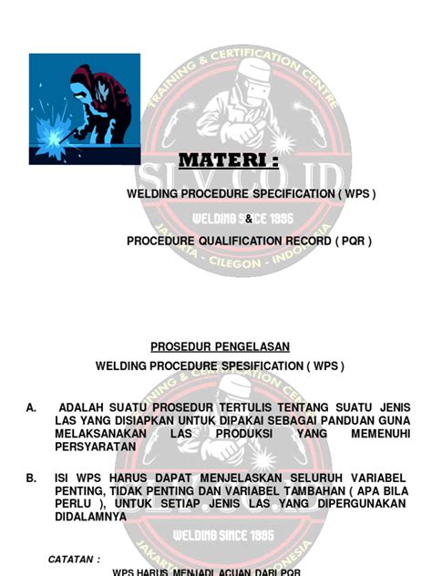 Materi Welding Procedure Specification Wps And Procedure Qualification Record Pqr Pdf