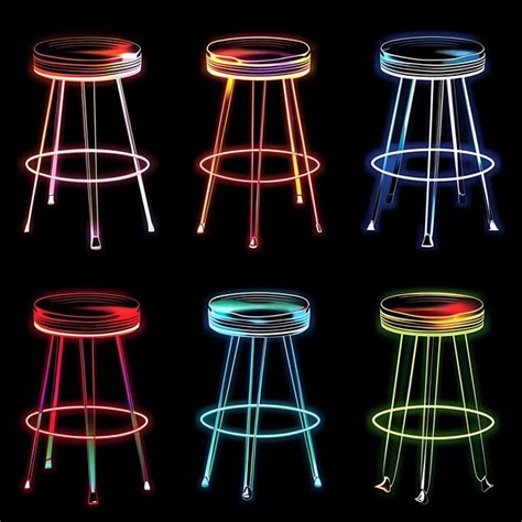 Premium Photo Set Of Retro Style Bar Stools 16 Bit Pixel With Vinyl