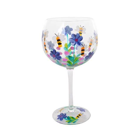 Buy Lynsey Johnstone Hand Painted Gin Glass Bees With Flower Gibson Ts 54894 Mydeal