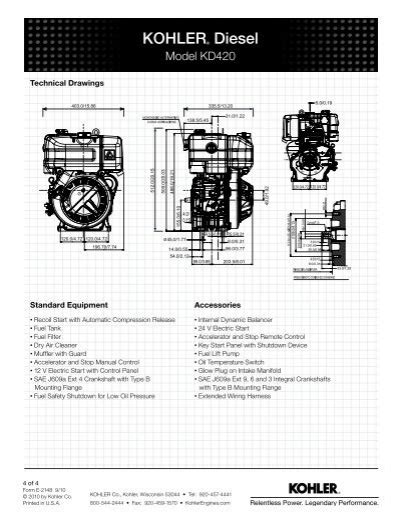 Spec Sheet Kohler Engines