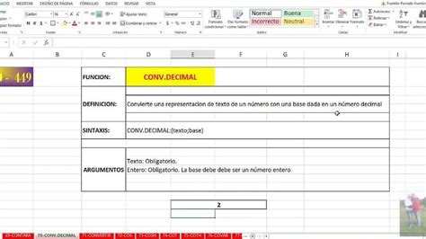 Funcion DECIMAL En Excel CURSOSDEEXCEL