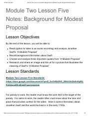 Module Two Lesson Five Notes Background For Modest Proposal