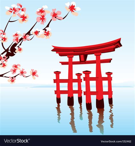 Japanese landscape Royalty Free Vector Image - VectorStock