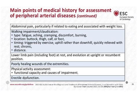 2017 Esc Guidelines On The Diagnosis And Treatment Of Peripheral Arterial Diseases In