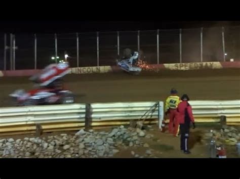 Zach Allman Nasty Crash Sprint Car Lincoln Speedway