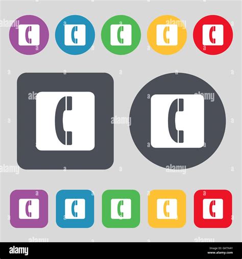 Handset Icon Sign A Set Of Colored Buttons Flat Design Vector