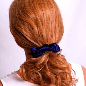 Pure Silk Hair Scrunchie Deep Purple Charmeuse Small Regular And