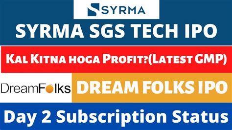 Syrma Sgs Technologies Ipo Latest Gmp Today Dream Folks Ipo Day