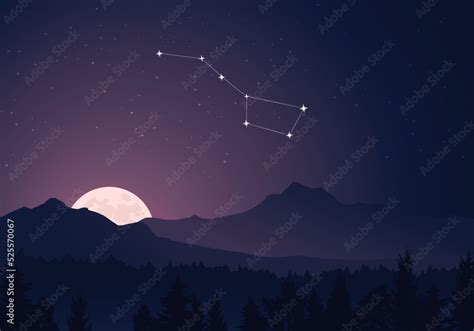 Illustration of Ursa Major constellation on the background of starry ...