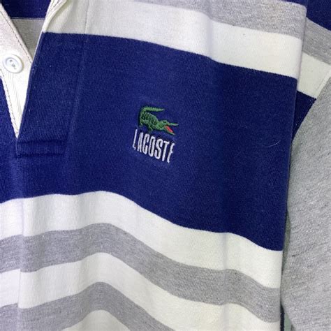 Vintage Izod Lacoste Alligator Rugby Shirt Striped Me Gem