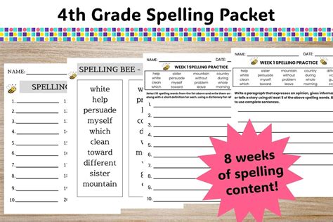 Spelling Practice 4th Grade