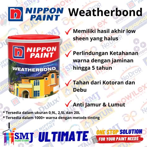 Jual Cat Tembok Eksterior Nippon Paint Weatherbond Warna Tinting L