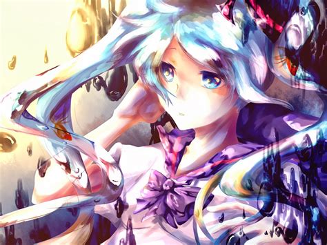 Wallpaper Ilustrasi Gadis Anime Karya Seni Vocaloid Hatsune Miku