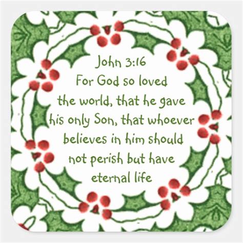 John 316 For God So Loved The World Christmas Square Sticker Zazzle