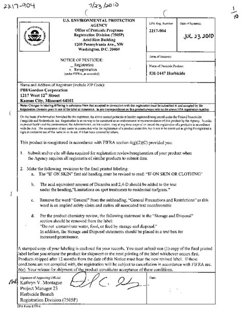 Fillable Online U S Epa Pesticides Label Eh Herbicide