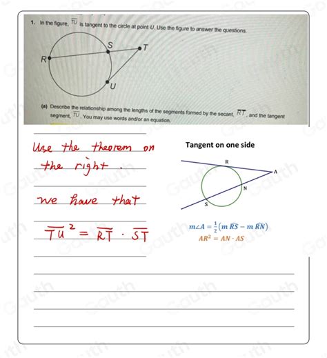 Solved In The Figure Overline Tu Is Tangent To The Circle At Point