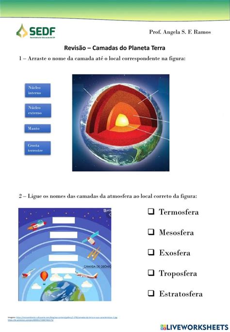 Camadas Do Planeta Terra Interactive Worksheet Cuadernos Interactivos