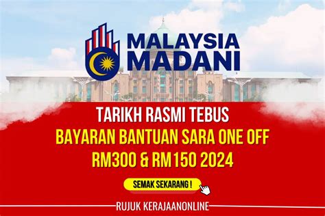 Tarikh Rasmi Tebus Bayaran Bantuan Tunai Sara One Off Rm