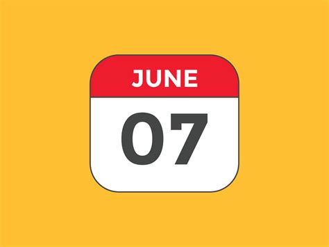 june 7 calendar reminder. 7th june daily calendar icon template ...